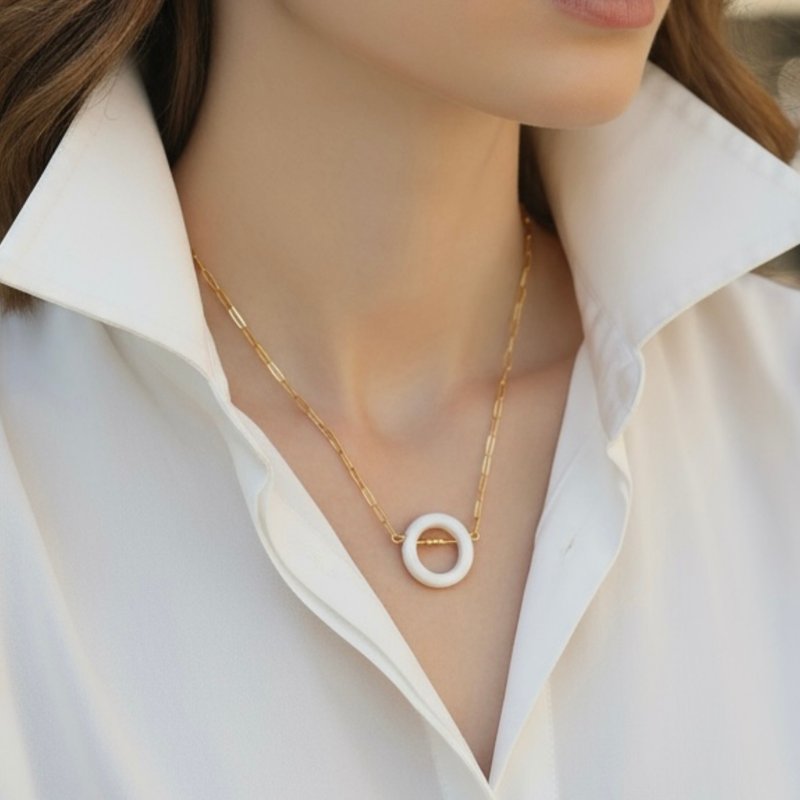 Minimalism 白瓷项链  Balance Loop 圣诞 派对 礼物 包装 - 项链 - 瓷 白色