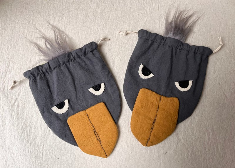 不屑不屑一撮毛小鸟束口袋 - 皮夹/钱包 - 棉．麻 