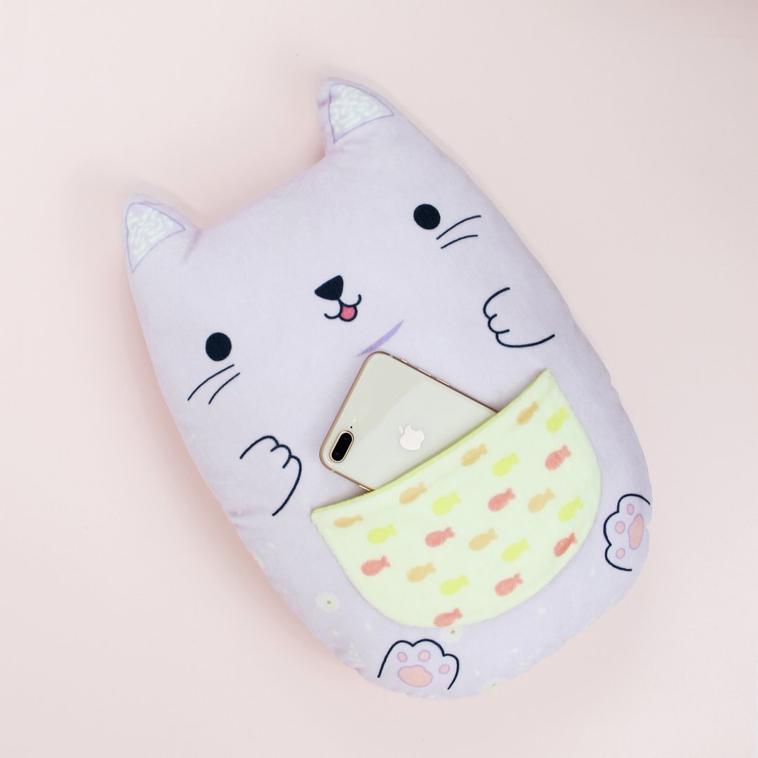 【DIY 材料包】猫 抱枕 | 软绒毛 | 粉紫 - 其他 - 其他材质 紫色