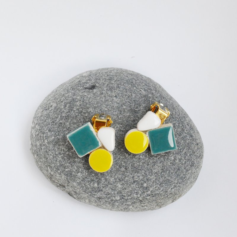 初夏（L001）耳环/耳夹 - 耳环/耳夹 - 瓷 绿色