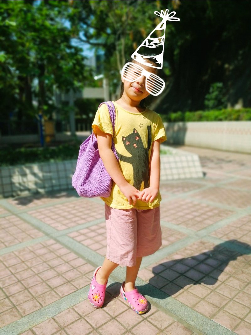 手工编织 紫色方形手提袋-小型 单肩包 棉麻线 - 手提包/手提袋 - 棉．麻 紫色