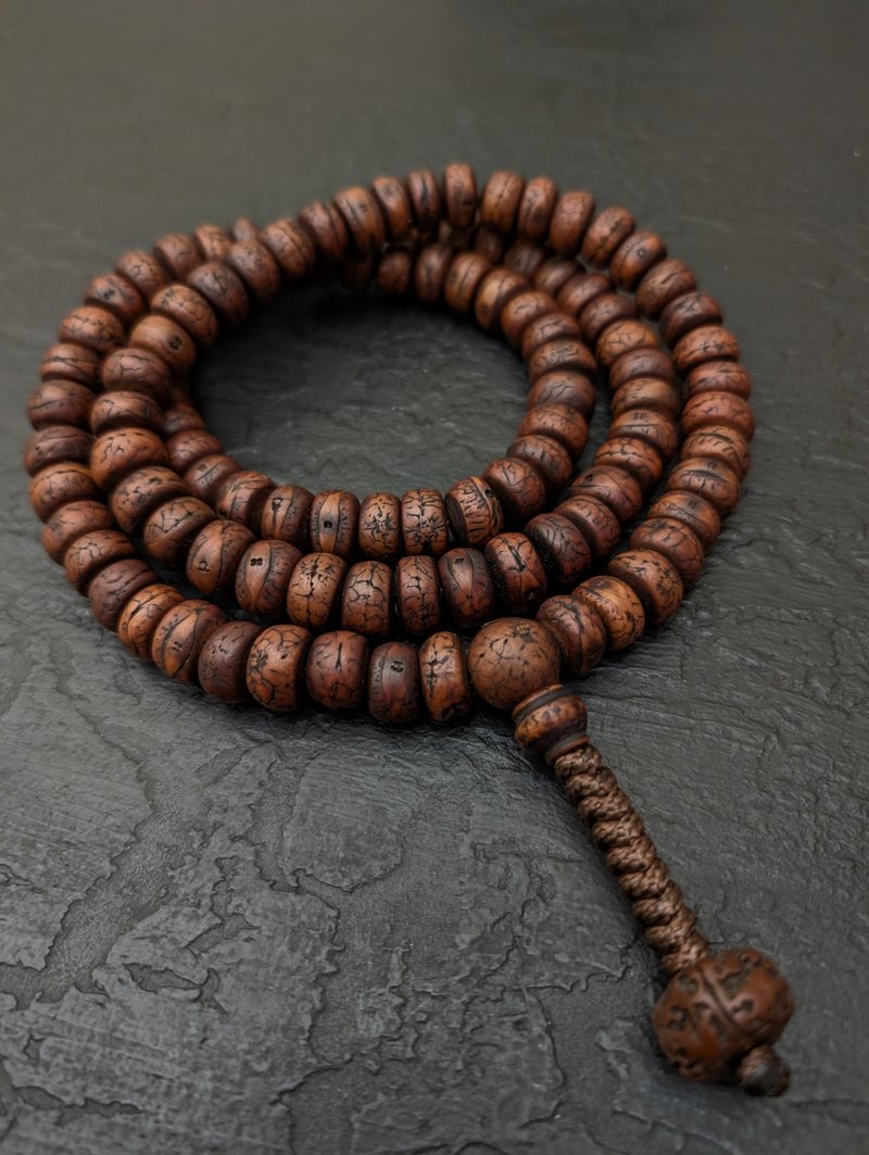 菩提念珠项链108颗念珠天然复古尼泊尔凤眼菩提籽 - 项链 - 木头 咖啡色