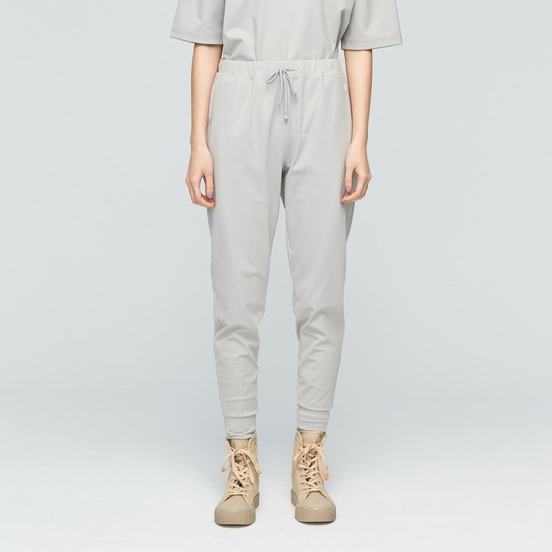 【限时5折】台湾制-苏活机能修身束口裤(中性)-矿石灰 - 女装长裤 - 聚酯纤维 灰色