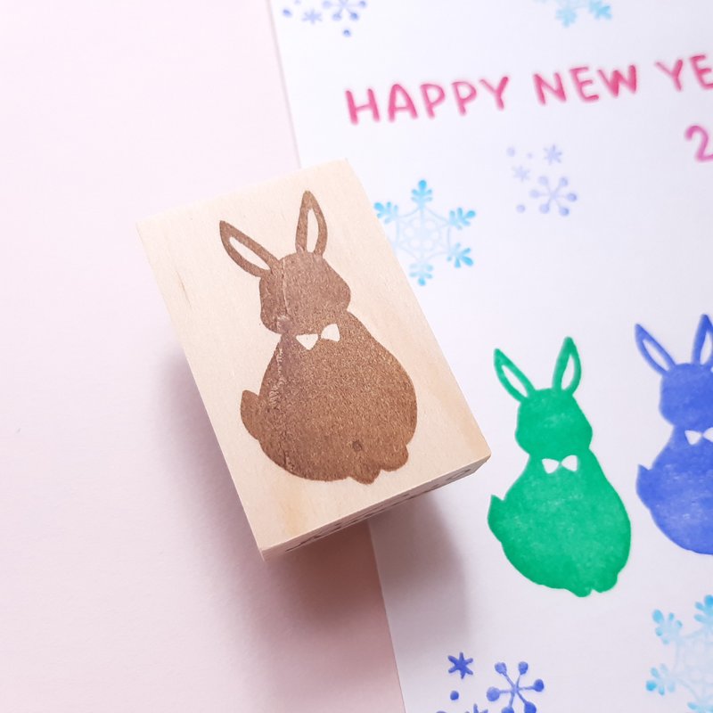 Simple Rabbit Bow Tie Eraser Stamp - 印章/印台 - 橡胶 透明