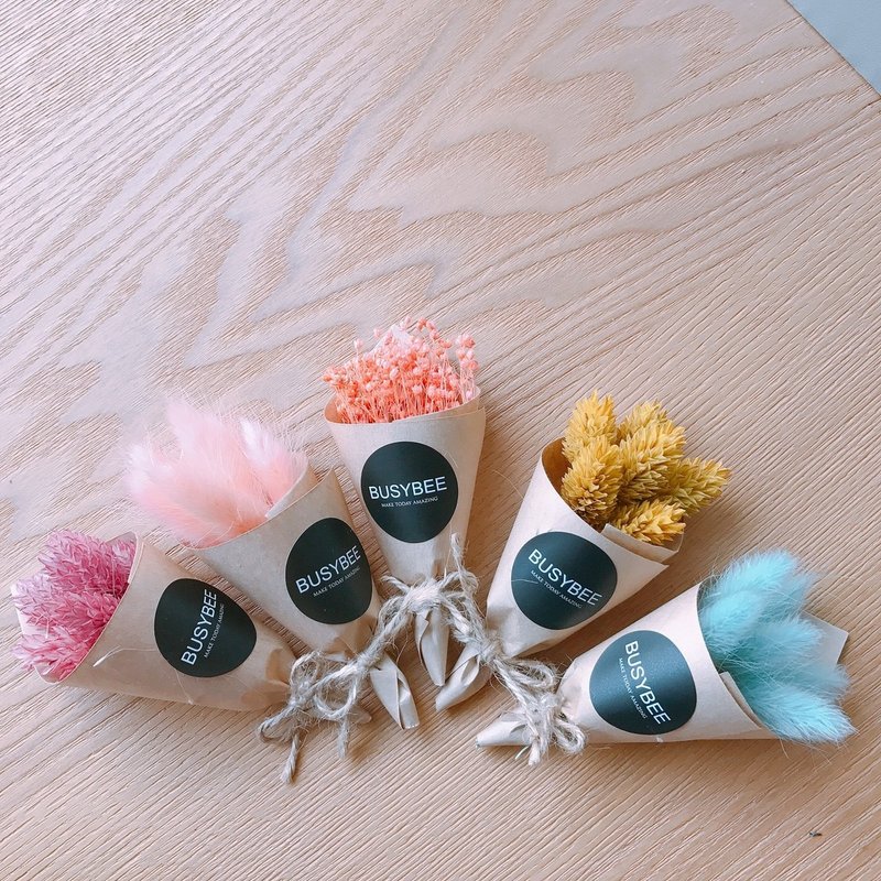 {BUSYBEE} 迷你干燥甜筒花 - 植栽/盆栽 - 植物．花 粉红色