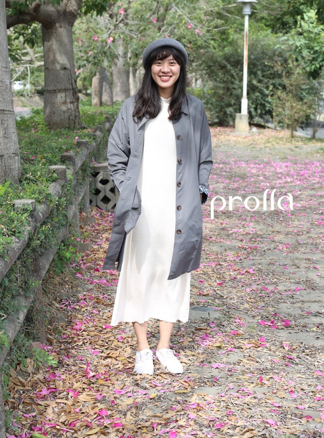 Prolla 开襟排扣长版豹纹风衣 | 时尚防雨外套 | 防晒防水风雨衣 - 女装西装外套/风衣 - 防水材质 