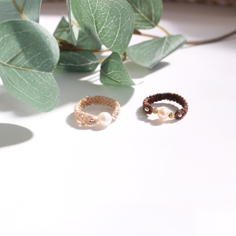 淡水珍珠蜡线戒指 - 戒指 - 珍珠 