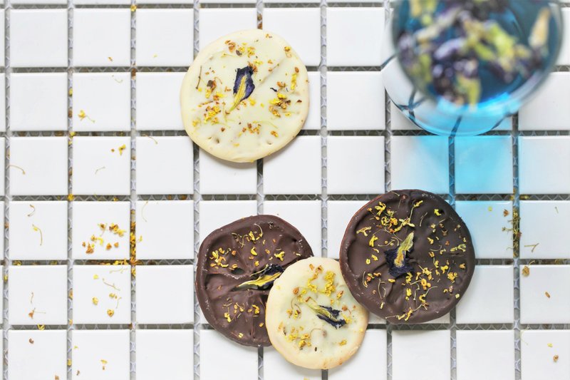 相思雷梦•闻着代表永恒的香气想念你•-蓝蝶豆桂花巧克力柠檬片 - 巧克力 - 新鲜食材 蓝色