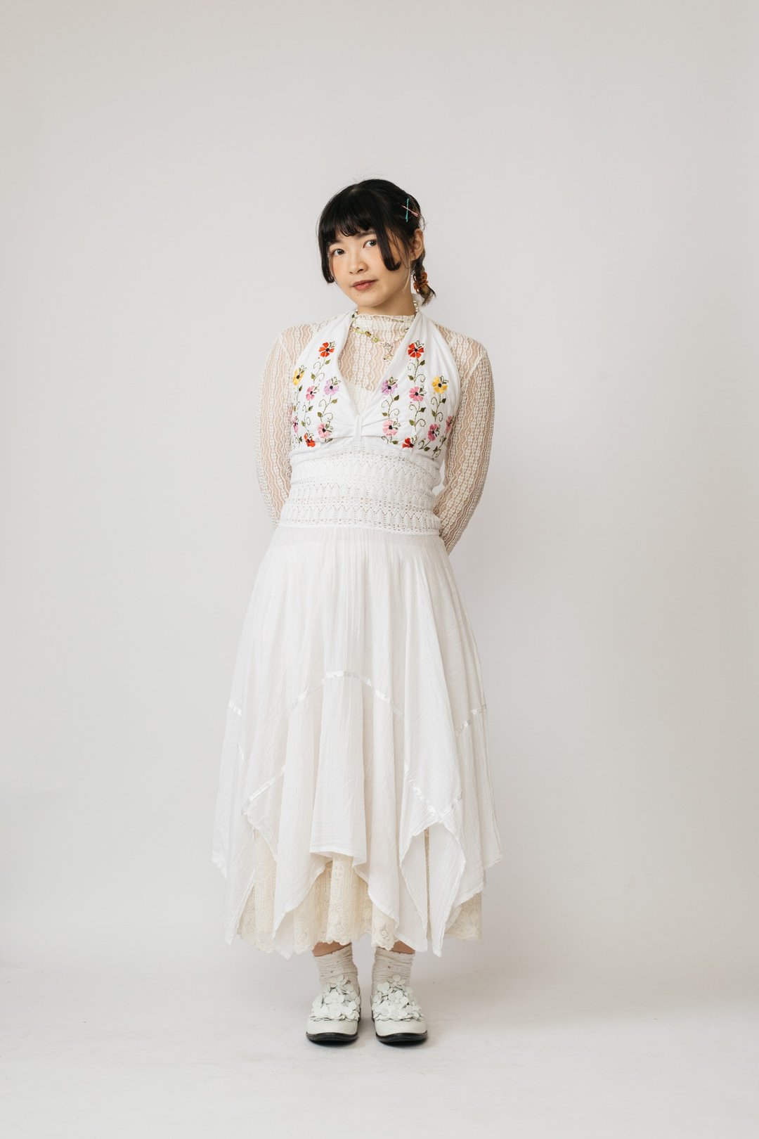 墨西哥刺绣绑带洋装.Mexican Folk Halter Dress【初恋贩卖所】 - 洋装/连衣裙 - 棉 白色