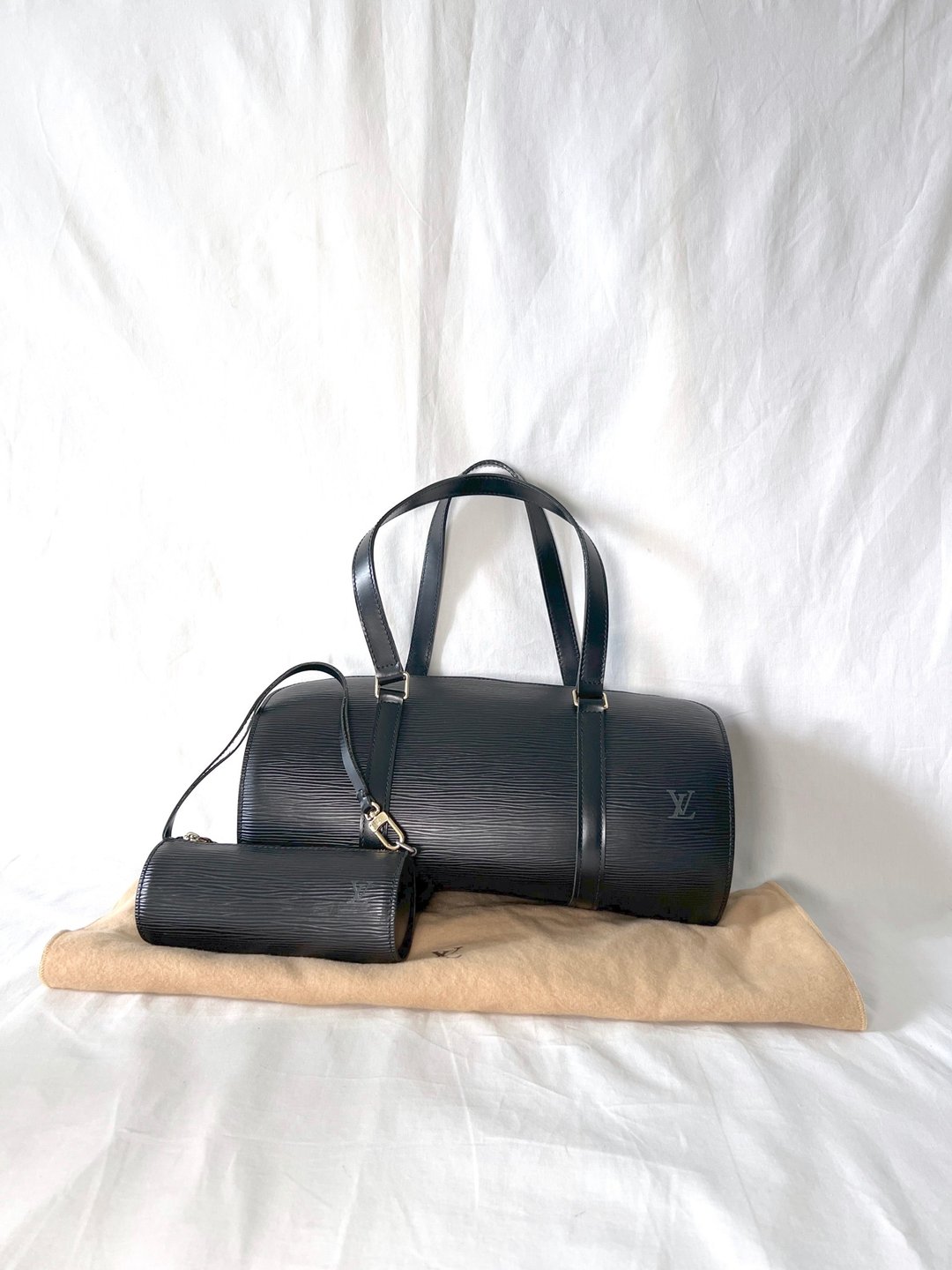 LOUIS VUITTON Epi Soufflot bag 水波纹手提包 一大一小包 - 手提包/手提袋 - 真皮 黑色