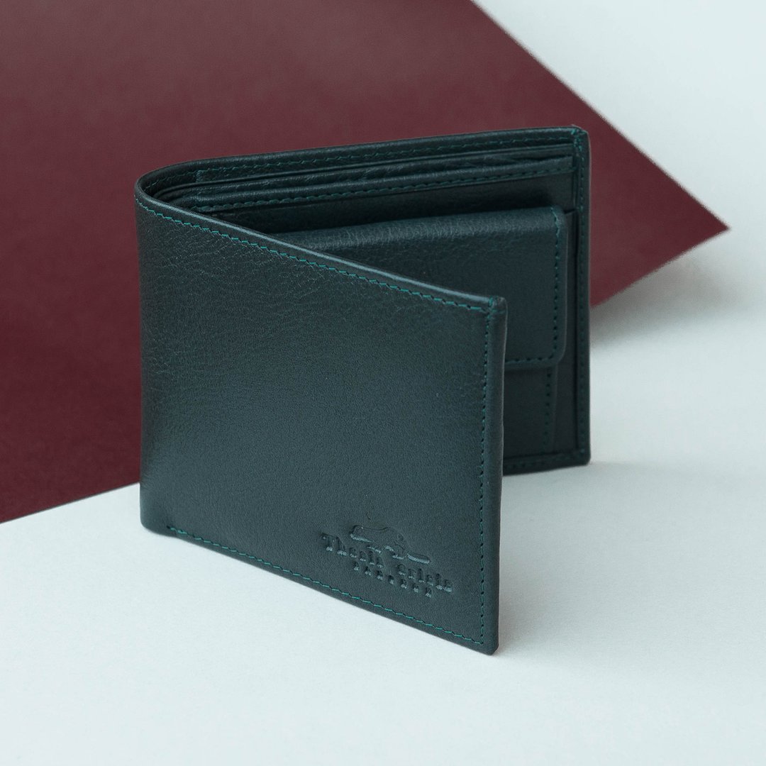 BOY - MEN LEATHER SHORT WALLET-DARK GREEN/DEEP TEAL - 皮夹/钱包 - 真皮 绿色