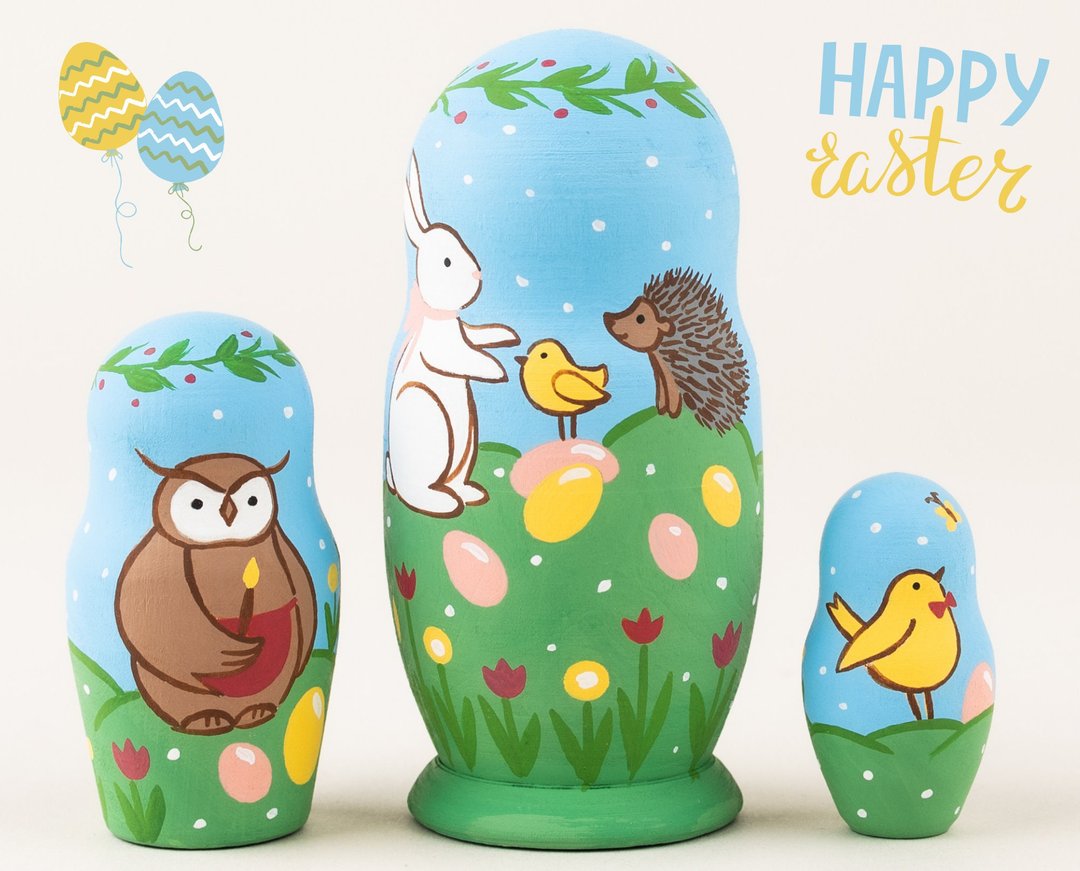 Nesting dolls for kids Eater bunny Osteriser Easter gifts for kids Easter decor - 玩具/玩偶 - 木头 