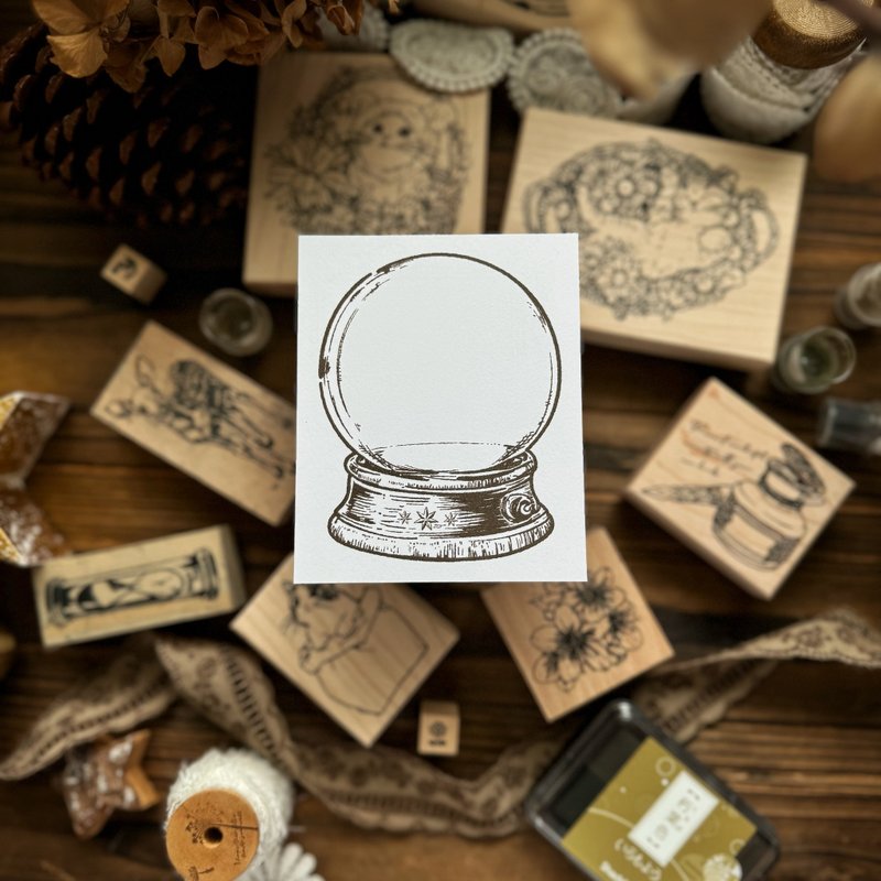 no.191 藏 - 水晶球  榉木印章 - 印章/印台 - 木头 卡其色