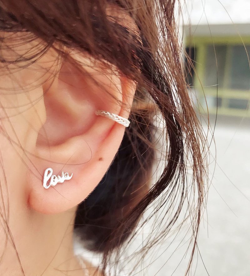 MIH 金工首饰 | 手工编织纯银耳骨夹 woven silver ear cuff - 耳环/耳夹 - 纯银 银色