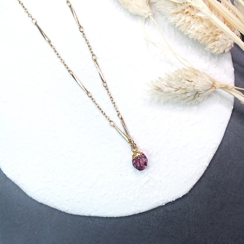 VIIART。红玫瑰。 Vintage天然红宝石原矿古着金项链|极少量限定 - 项链 - 宝石 红色