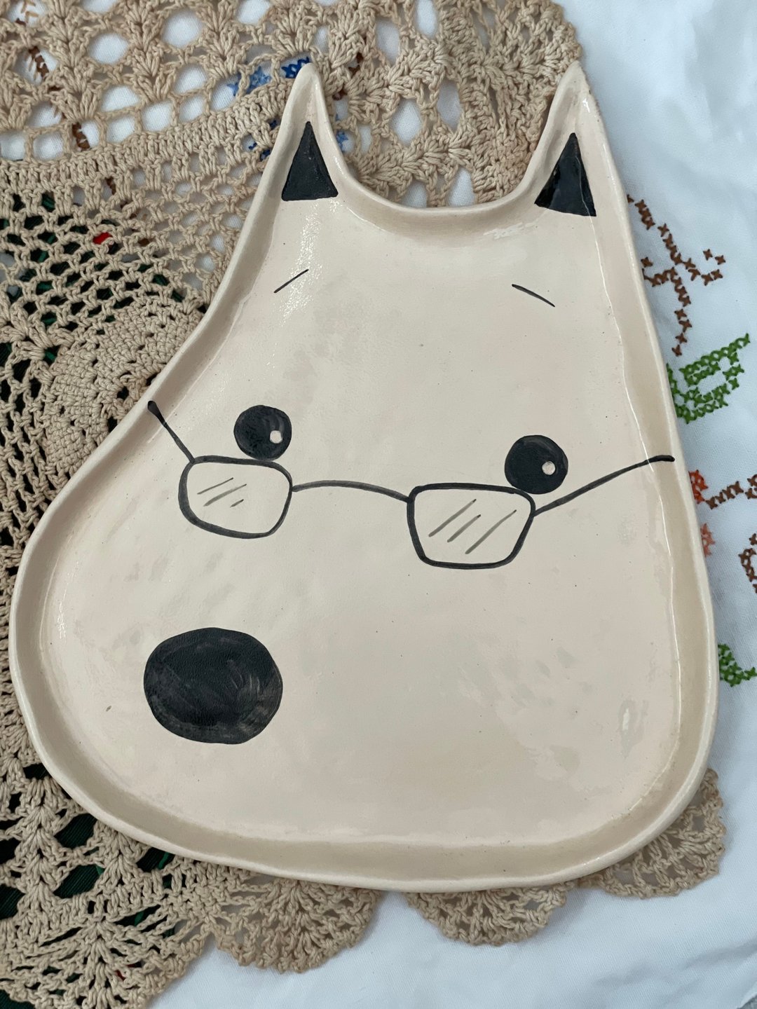 Dog plate - 盘子/餐盘/盘架 - 陶 白色