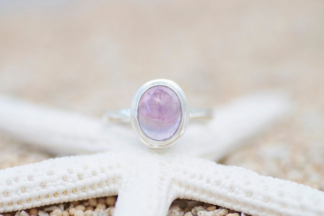 Silver ring size No. 16 of amethyst - 戒指 - 石头 紫色