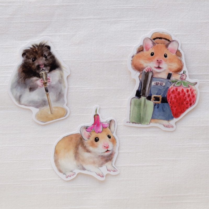 黄金鼠日常防水贴纸组 - 贴纸 - 塑料 多色