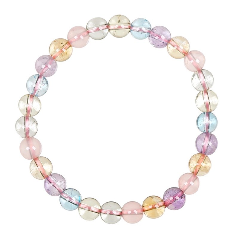 【正佳珠宝】彩宝矿石 顶级极净彩宝水晶 托帕石 粉晶 水晶手珠 - 手链/手环 - 半宝石 多色