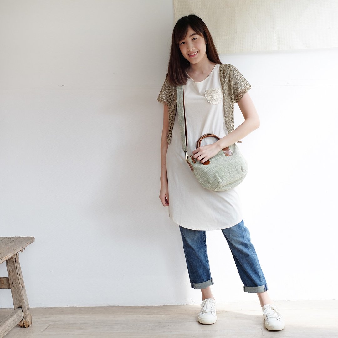 Cross-body Sweet Journey Bags S Size Botanical Dyed Cotton Green Color - 侧背包/斜挎包 - 棉 绿色