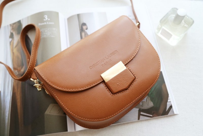 Christian Laurier-INES马鞍包(驼棕色) - 侧背包/斜挎包 - 真皮 咖啡色