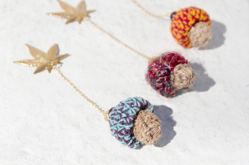 森林系手工编织棉麻书签/设计枫叶书签/黄铜书签-编织棉麻线香菇 - 书签 - 棉．麻 多色