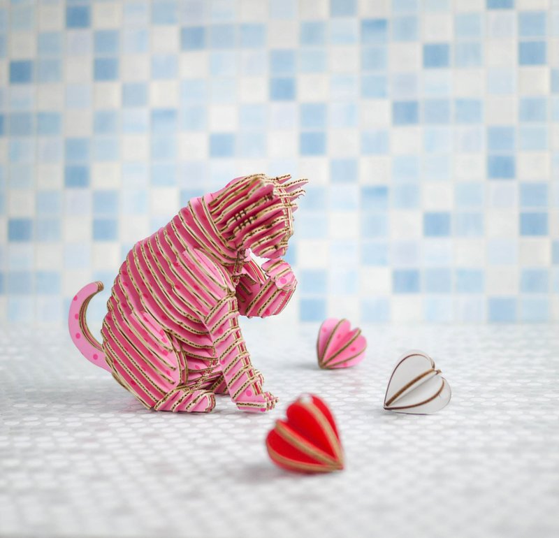 SORRY CAT 猫 语系列 3D 手作 DIY道歉卡片 粉红波点 - 其他 - 纸 粉红色