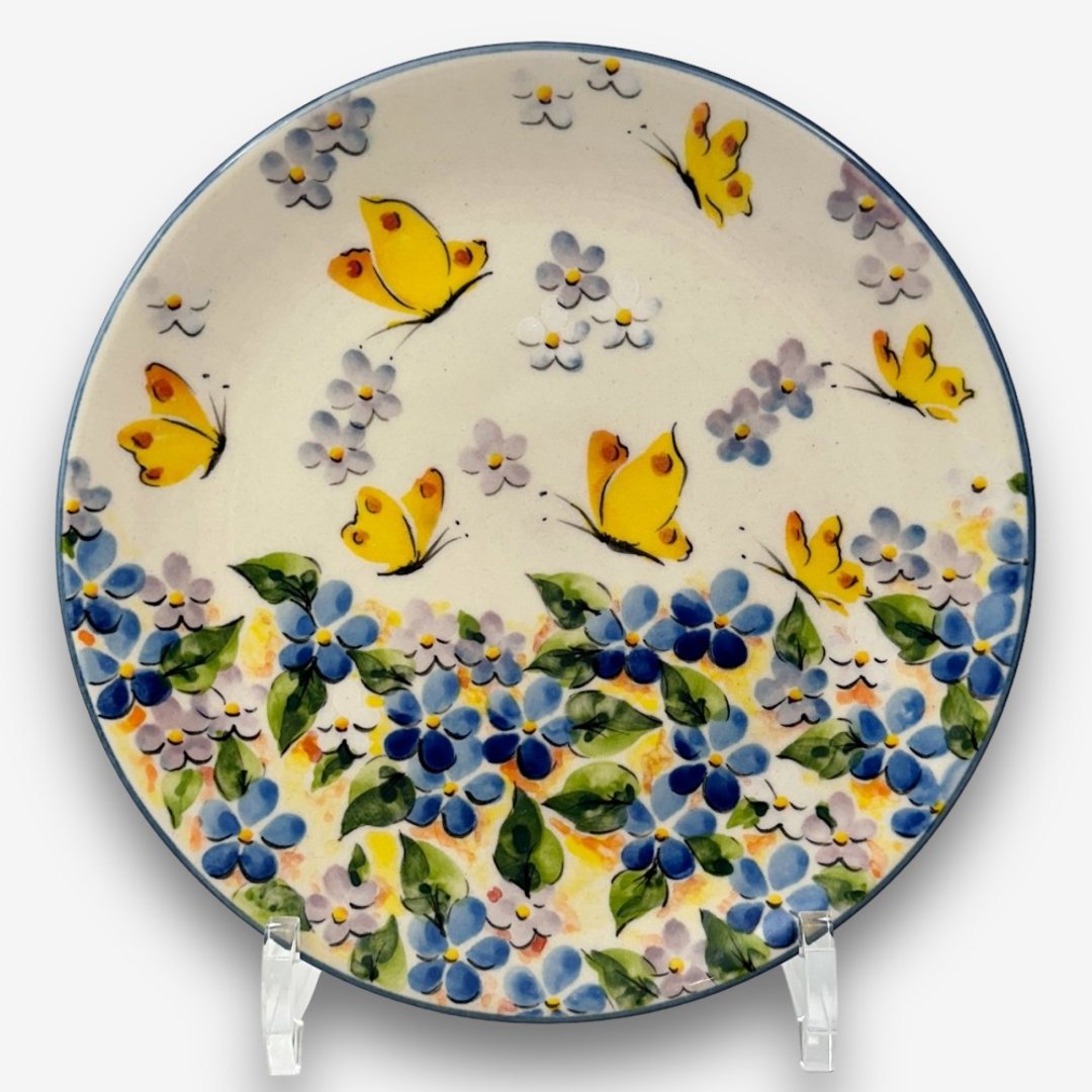波兰手绘手工陶-圆盘 19cm 缤纷蝴蝶谷系列 设计师款 - 盘子/餐盘/盘架 - 陶 多色