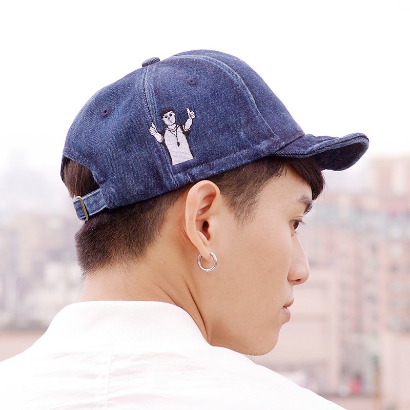 丹宁刺绣软帽 篮球教练 - 帽子 - 棉．麻 蓝色