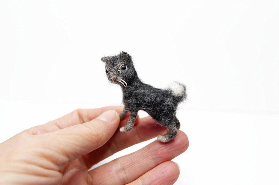 猫奴-看这里  虎斑猫 小短尾短尾猫 定制宠物羊毛毡 - 玩偶/公仔 - 羊毛 灰色
