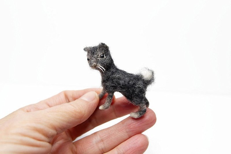 猫奴-看这里  虎斑猫 小短尾短尾猫 定制宠物羊毛毡 - 玩偶/公仔 - 羊毛 灰色