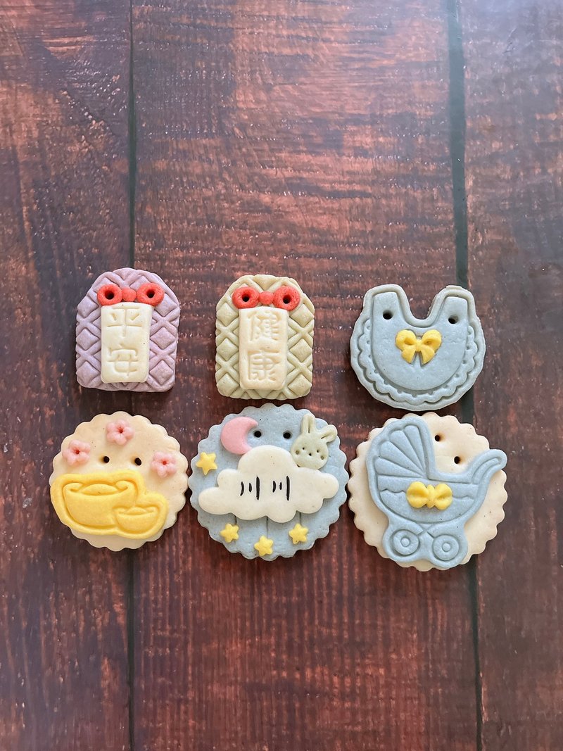 男生 6 片/无糖霜收涎饼干/收口水饼干/4 个月 - 手工饼干 - 新鲜食材 白色