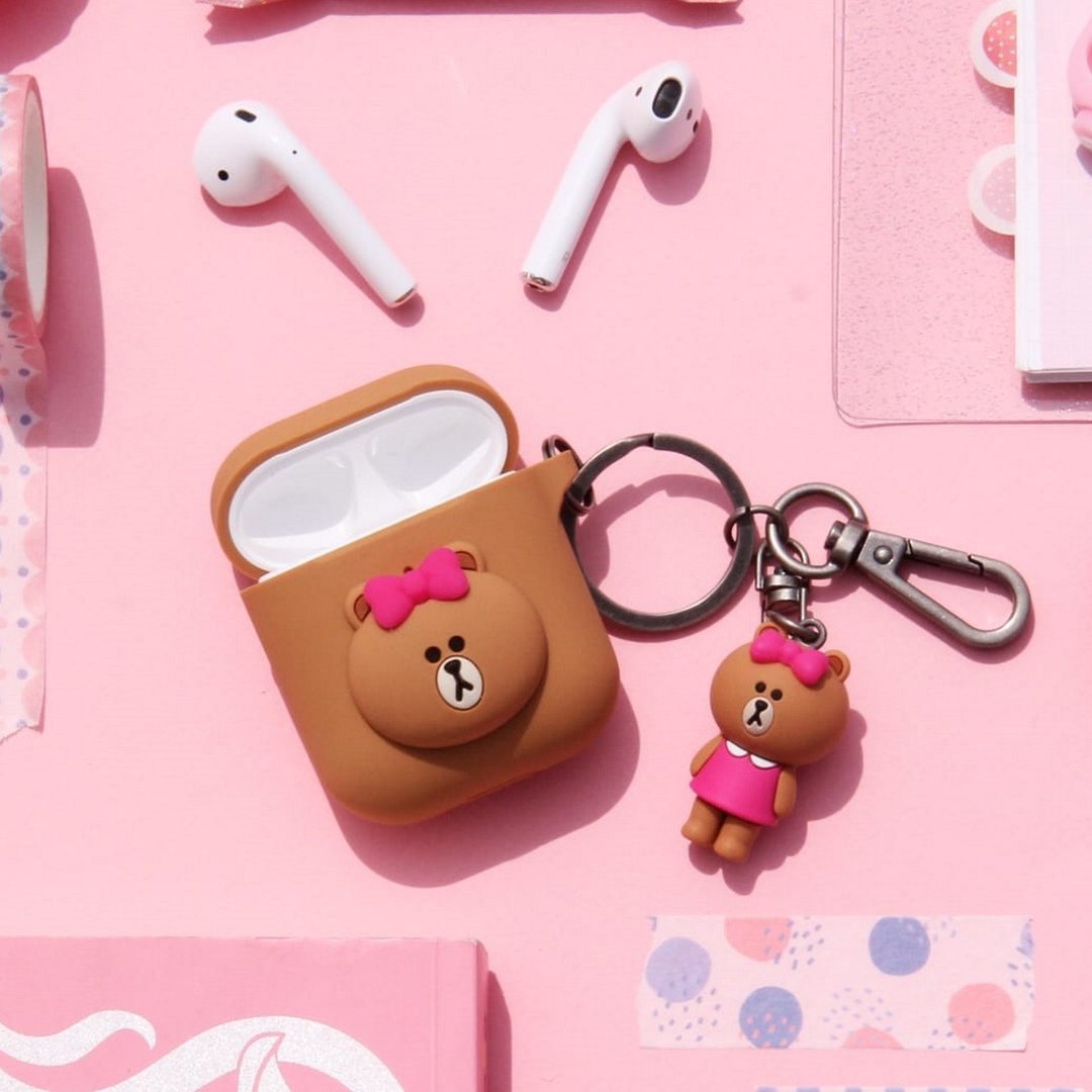 LINE FRIENDS CHOCO 熊美 AirPods 1代2代保护套 - 数码小物 - 硅胶 咖啡色