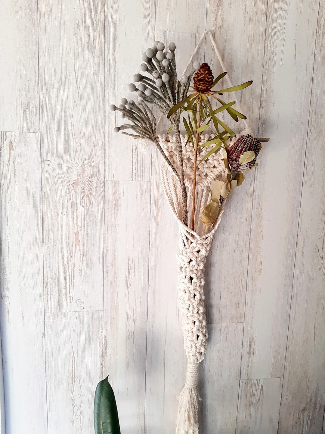 MACRAME PLANT HANGER for single flower - 墙贴/壁贴 - 棉 白色