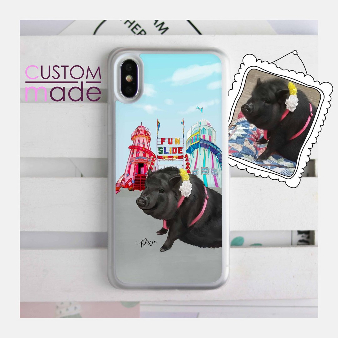 定制化宠物小猪水彩风透明全包手机软壳iPhone XS MAX XR 8 7 S10 - 手机壳/手机套 - 塑料 透明