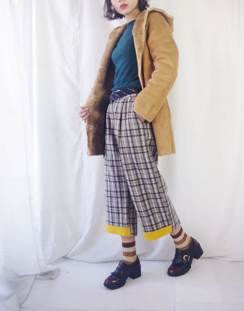 寻宝古着-爱斯基摩麂皮毛皮内里连帽大衣 - 女装休闲/机能外套 - 聚酯纤维 咖啡色