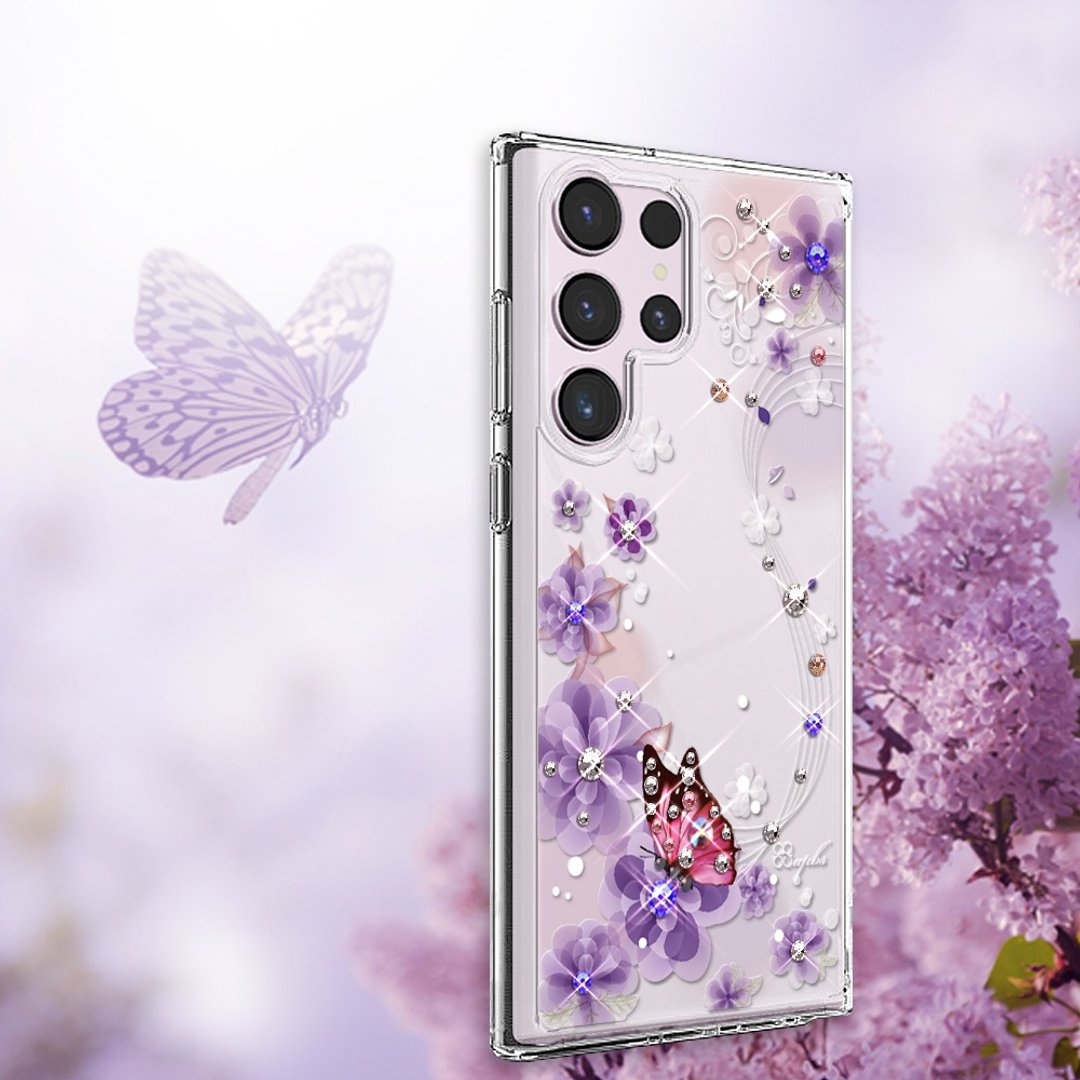 Samsung S26/S25/S24/S23 轻薄军规防摔水晶彩钻手机壳 - 迷情蝶恋 - 手机壳/手机套 - 其他材质 多色