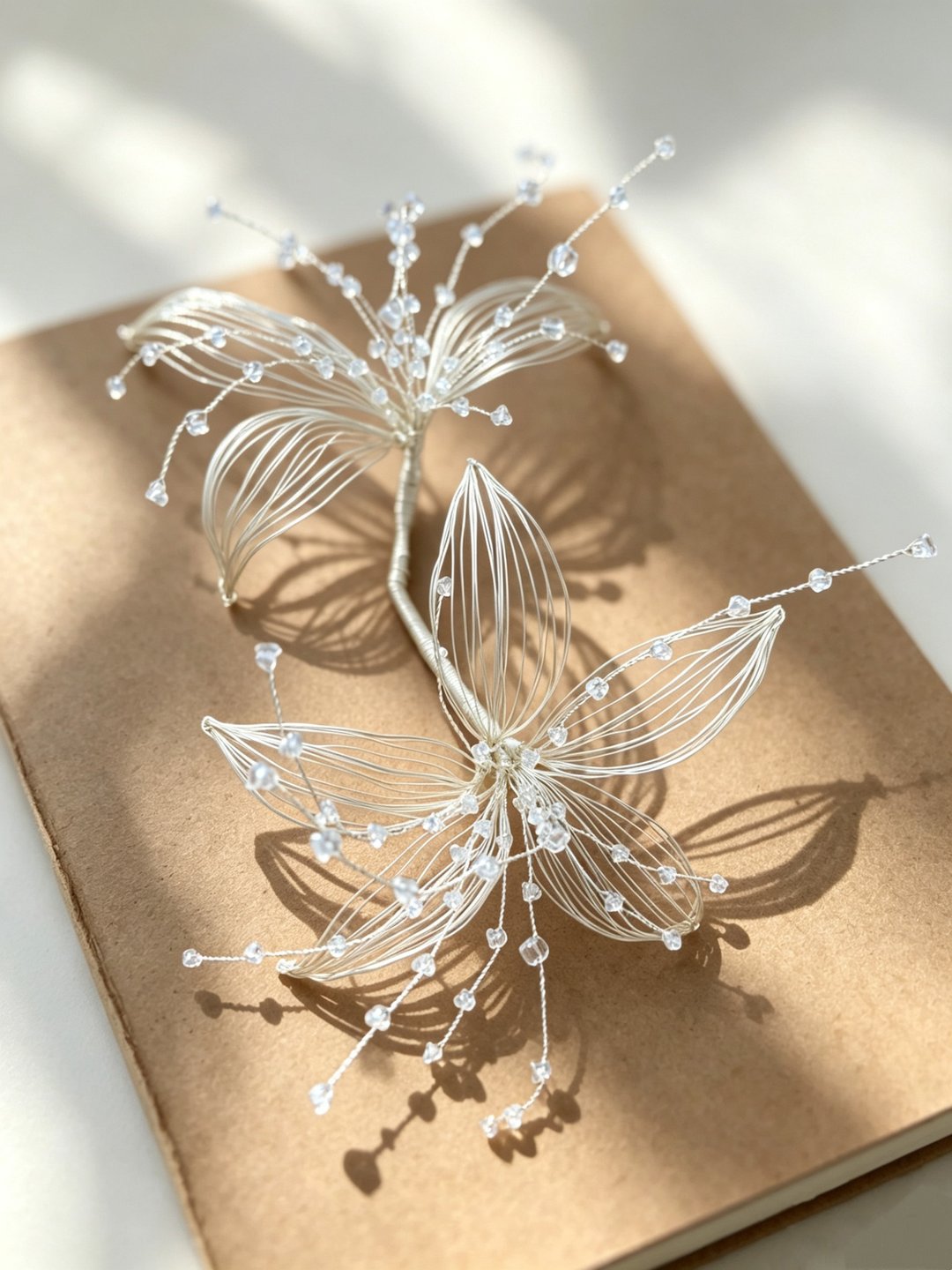手工制作铜丝百合花宴会配饰新娘伴娘发饰 - 发饰 - 铜/黄铜 白色