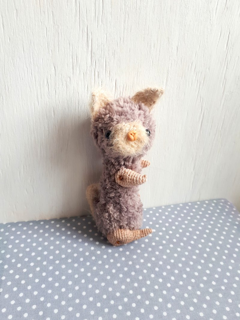 Beige and grey Cat Teddy Bear Plush Stuffed Animal Kitten Collection Figurine - 玩偶/公仔 - 其他材质 卡其色