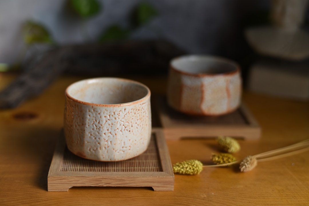 志野烧手工茶杯二入组 - 其他杯子 - 陶 