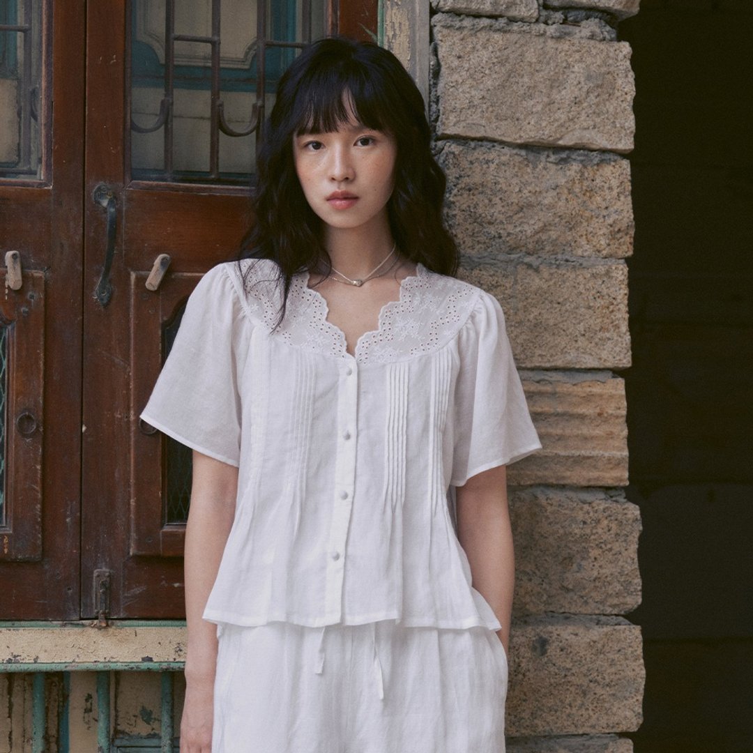 绣花苎麻小衫 | 衬衫 | 两色 | 夏款|Sora-2089 - 女装衬衫 - 棉 多色