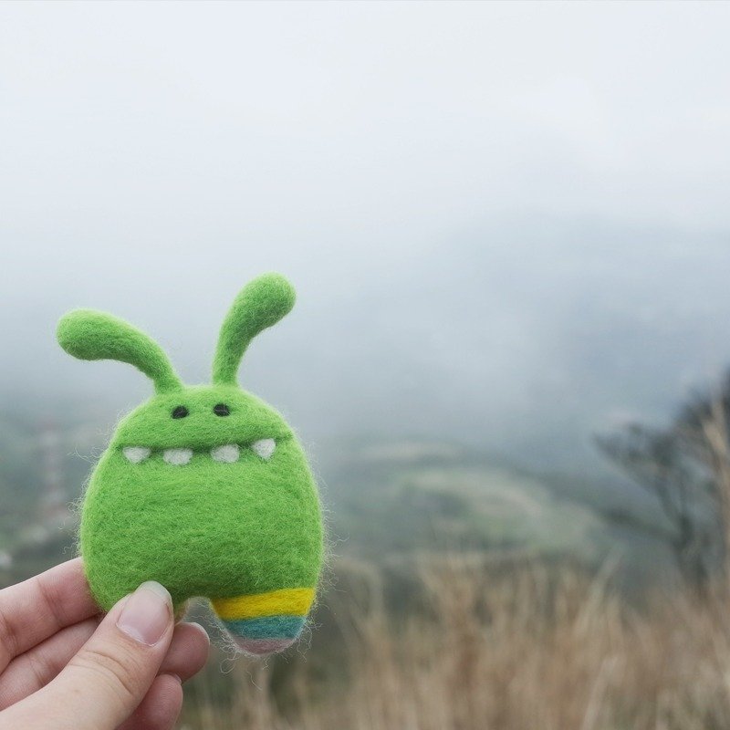 【Q-cute】怪物系列-绿怪物-别针/胸针 - 胸针 - 羊毛 