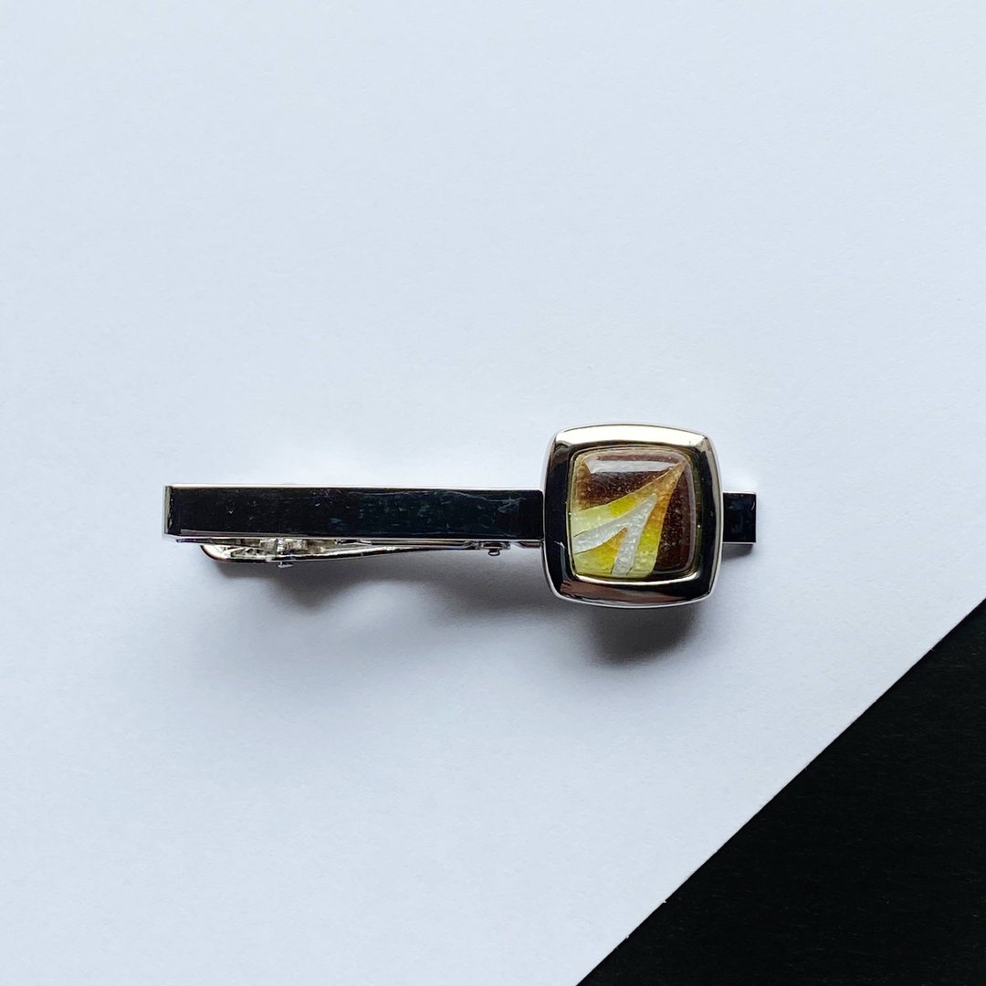Comet [Topaz] Cloisonne Tie Pin Pure Silver Wired Cloisonne - 领带/领带夹 - 其他材质 黄色