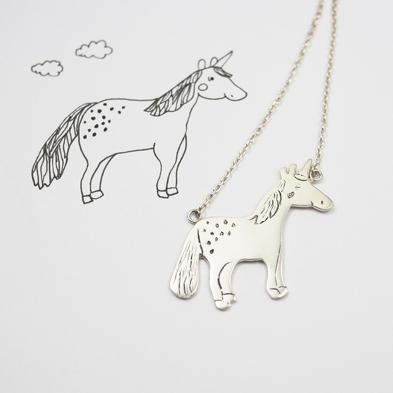 上传您小宝贝儿童画 订制独一无二的首饰 / 925纯银项链 - 项链 - 纯银 银色