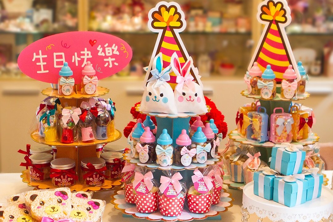 现货可超取 生日塔 男孩条纹蓝 微笑兔-生日帽款 CAKE-002 - 零食/点心 - 新鲜食材 多色