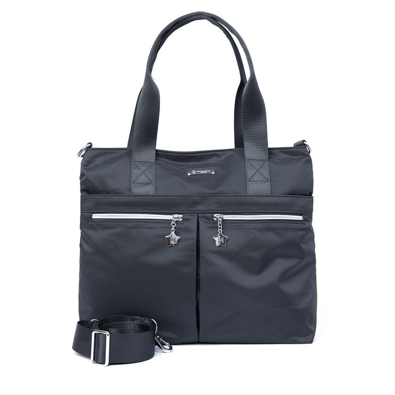 【Kinloch Anderson】城市酷玩 拉链前袋手提斜侧包-都会黑 - 侧背包/斜挎包 - 尼龙 黑色