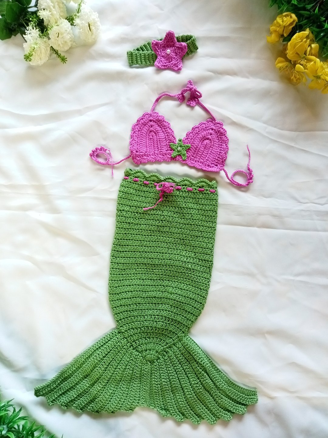 Set 3 pieces Crochet mermaid tail - 婴儿饰品 - 压克力 绿色