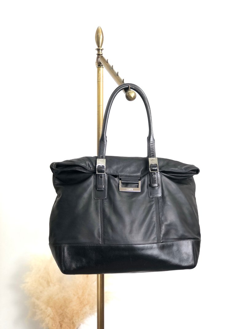 【日本直送，品牌二手包】LOEWE手提包，黑logo，纳帕皮革，复古，旧款cs6yj7 - 手提包/手提袋 - 真皮 黑色