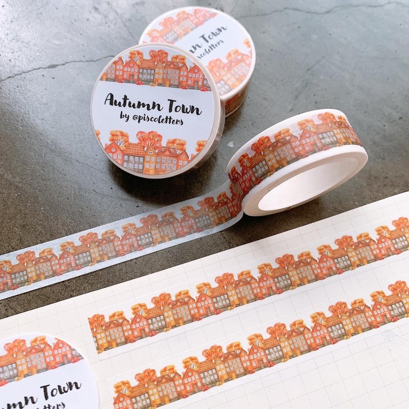 Autumn Town Washi Tape - 纸胶带 - 纸 多色