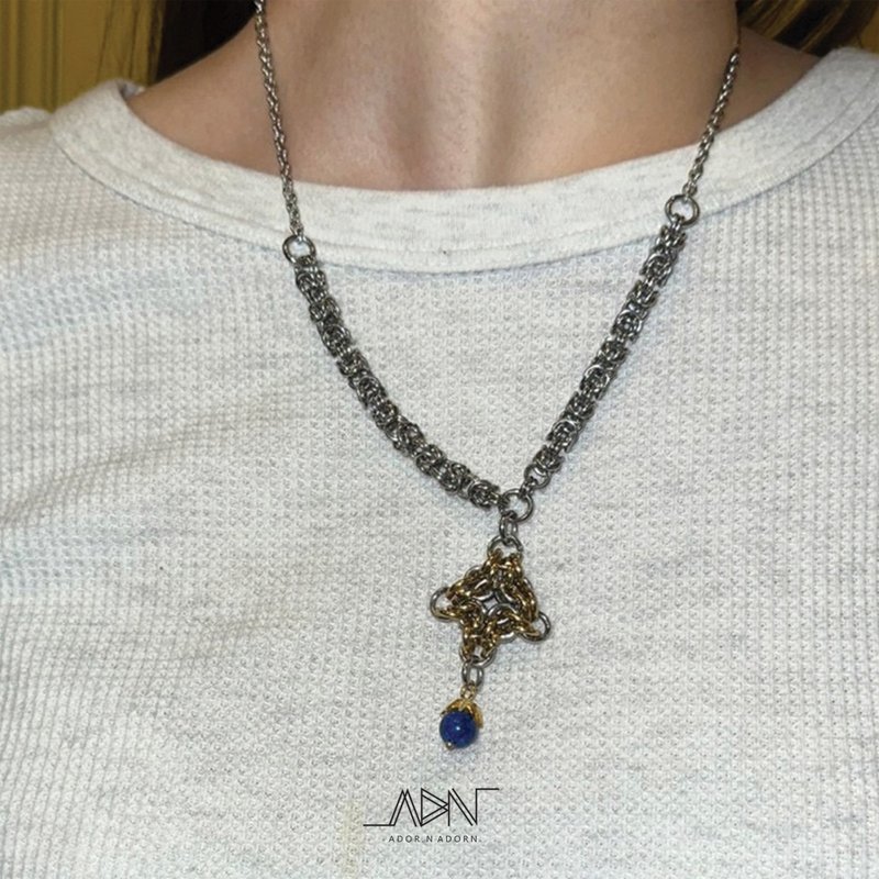 花卉坠饰项链 - 项链 - 不锈钢 银色